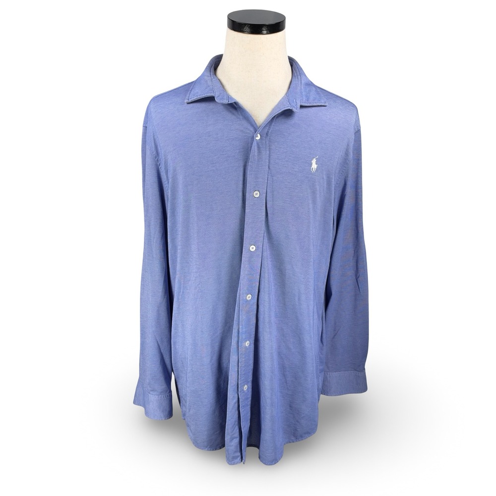 Polo Golf Ralph Lauren Performance Shirt Mens XXL Blue Pima Cotton Button Up